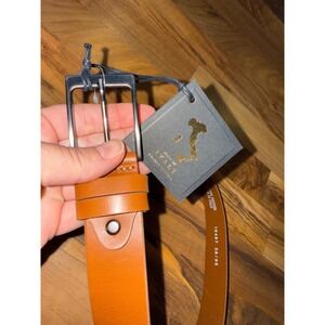Bronzino Leather Belt Mens 38 Tan NEW Made in Italy Silver Buckle Work office